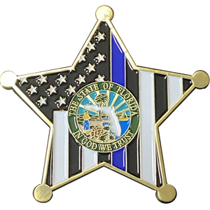 K-015 Palm Beach County Florida Deputy Sheriff Thin Blue Line Beard Gang Skull Challenge Coin K-015 - www.ChallengeCoinCreations.com