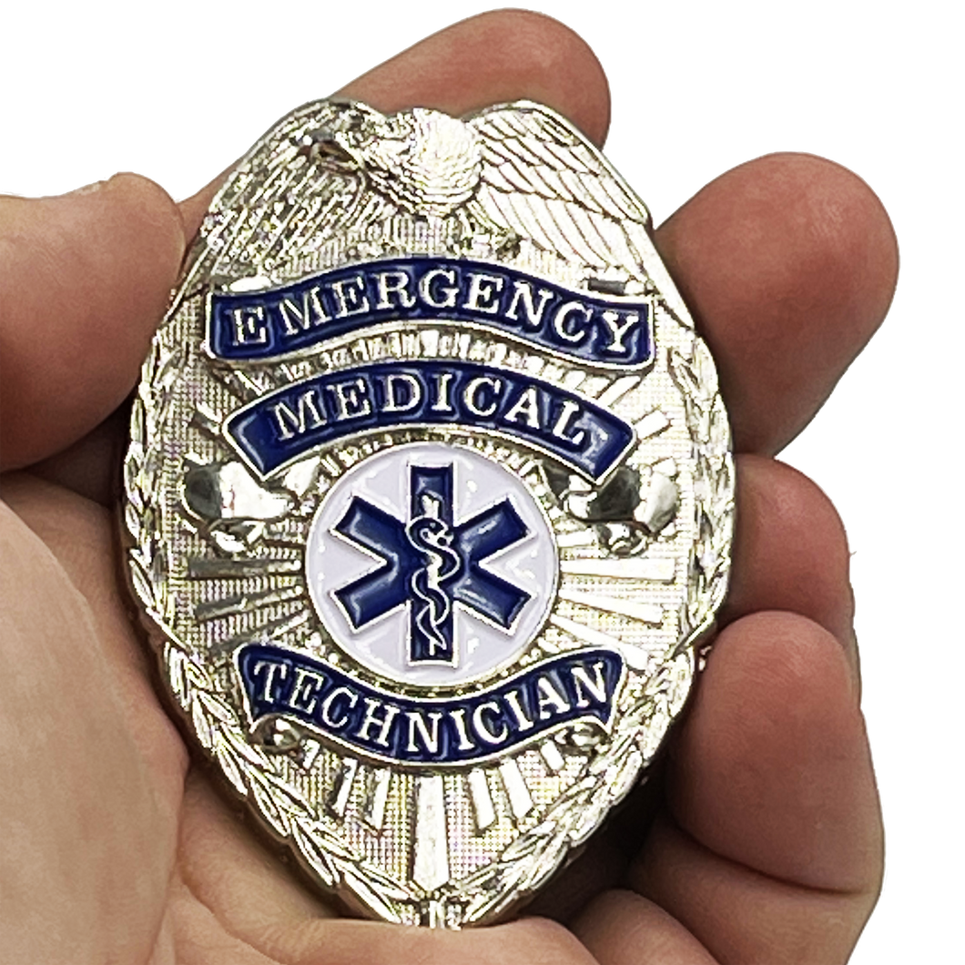 Emergency Medical Technician Badge full size EMT Paramedic Ambulance EMS Shield BL8-005 - www.ChallengeCoinCreations.com