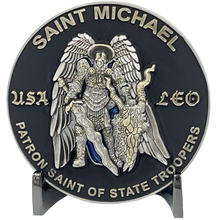 Load image into Gallery viewer, PSP Pennsylvania State Police Trooper Saint Michael Patron Saint Challenge Coin ST. MICHAEL BL11-001 - www.ChallengeCoinCreations.com