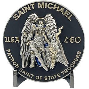 PSP Pennsylvania State Police Trooper Saint Michael Patron Saint Challenge Coin ST. MICHAEL BL11-001 - www.ChallengeCoinCreations.com