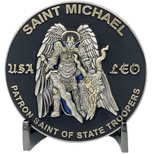 Load image into Gallery viewer, CSP Connecticut State Police Trooper Saint Michael Patron Saint Challenge Coin ST. MICHAEL BL11-007 - www.ChallengeCoinCreations.com
