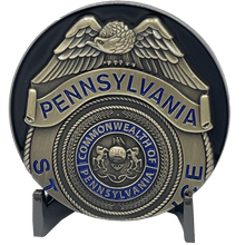 Load image into Gallery viewer, PSP Pennsylvania State Police Trooper Saint Michael Patron Saint Challenge Coin ST. MICHAEL BL11-001 - www.ChallengeCoinCreations.com