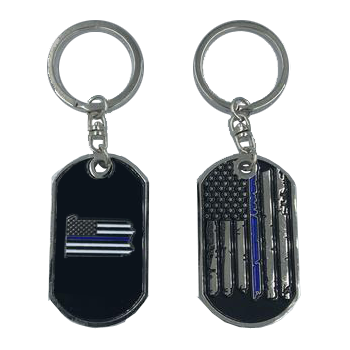 Pennsylvania Thin Blue Line Challenge Coin Dog Tag Keychain Police Law Enforcement HH-007 - www.ChallengeCoinCreations.com
