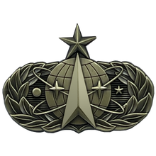 Load image into Gallery viewer, Space Force Ops United States Air Force USAF Senior Space Operations Master Badge 1.625&quot; Lapel Pin with dual posts and deluxe locking clasps EL2-007 - www.ChallengeCoinCreations.com