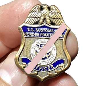 CBP Officer Thin Pink Line Breast Cancer Awareness Mourning Band Pin with dual pin posts Field Operations Ops CL13-05 - www.ChallengeCoinCreations.com