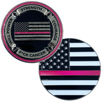 Thin Pink Line Core Values Challenge Coin Police Officer Breast Cancer Awareness DL2-03 - www.ChallengeCoinCreations.com