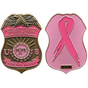 Thin Pink Line HSI Special Agent Breast Cancer Awareness Month Challenge Coin BL2-010A - www.ChallengeCoinCreations.com
