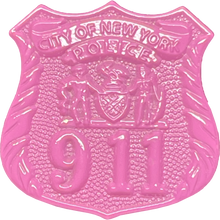 Load image into Gallery viewer, Pink Breast Cancer Awareness Month NYPD NYC City of New York Police Department Police Officer lapel pin Thin Pink Line KK-014 - www.ChallengeCoinCreations.com