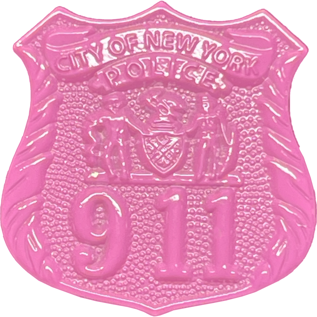 Pink Breast Cancer Awareness Month NYPD NYC City of New York Police Department Police Officer lapel pin Thin Pink Line KK-014 - www.ChallengeCoinCreations.com