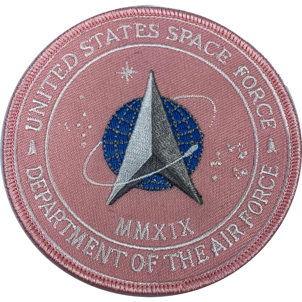 Pink breast Cancer Awareness United States Space Force Patch U.S. Department of the Air Force MMXIX CL4-07 - www.ChallengeCoinCreations.com