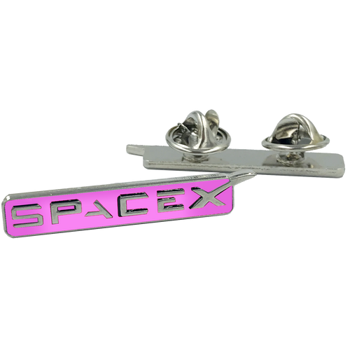 SpaceX pin Space X dual pin back pink lapel pin Breast Cancer Awareness month GG-012 - www.ChallengeCoinCreations.com