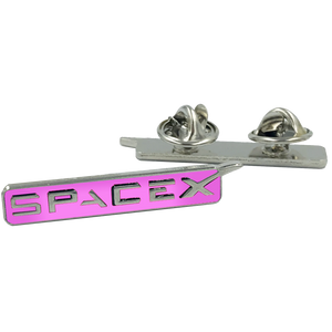 SpaceX pin Space X dual pin back pink lapel pin Breast Cancer Awareness month GG-012 - www.ChallengeCoinCreations.com