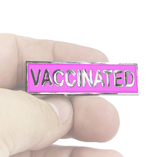 Load image into Gallery viewer, VACCINATED PINK Breast Cancer Awareness Commendation Bar Pin Pandemic Operation Warp Speed First Responder Rn Dr EMT Fire Fighter EL7-017 - www.ChallengeCoinCreations.com