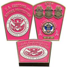 Load image into Gallery viewer, CBP Pink Border Patrol Field Operations Air and Marine Challenge Coin Breast Cancer Cancer Awareness BL15-009 - www.ChallengeCoinCreations.com