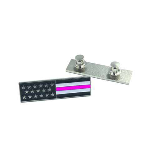 Thin Pink Line U.S. Flag Commendation Bar uniform Pin Police Breast Cancer 037-P - www.ChallengeCoinCreations.com