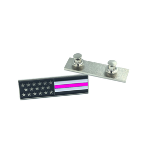 Thin Pink Line U.S. Flag Commendation Bar uniform Pin Police Breast Cancer 037-P - www.ChallengeCoinCreations.com