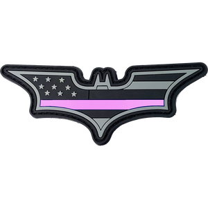 Batman inspired Thin Pink Line Super Hero inspired PVC Patch hook and loop back Police Breast Cancer Awareness BL15-022 - www.ChallengeCoinCreations.com