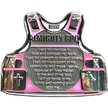 Load image into Gallery viewer, Police Officer&#39;s Prayer God Almighty Challenge Coin Vest Thin Pink Line Breast Cancer Awareness BL12-014 - www.ChallengeCoinCreations.com
