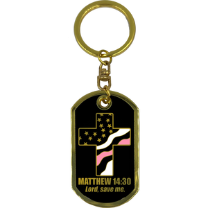 Breast Cancer Awareness Survivor Prayer Saint Michael Corrections Protect Us Matthew 14:30 Challenge Coin Dog Tag Keychain Thin Pink Line GL5-008 KCDT-12