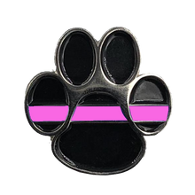 Load image into Gallery viewer, K9 Paw Thin Pink Line Canine Lapel Pin Breast Cancer Awareness CL6-010 - www.ChallengeCoinCreations.com