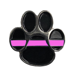 K9 Paw Thin Pink Line Canine Lapel Pin Breast Cancer Awareness CL6-010 - www.ChallengeCoinCreations.com