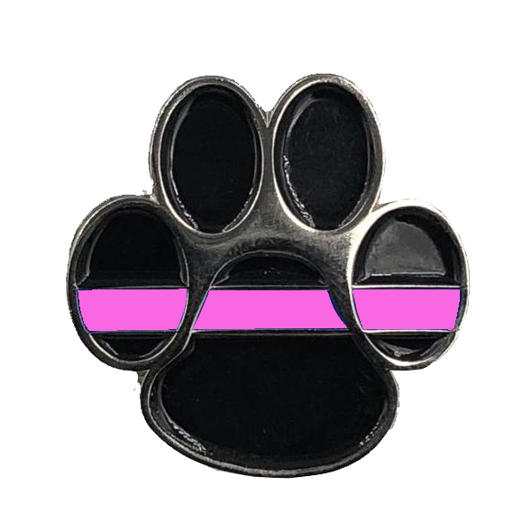 K9 Paw Thin Pink Line Canine Lapel Pin Breast Cancer Awareness CL6-010 - www.ChallengeCoinCreations.com