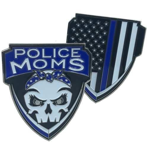 Police Moms Thin Blue Line Challenge Coin Supporter E-002 - www.ChallengeCoinCreations.com