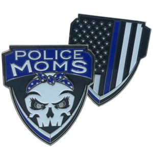 Police Moms Thin Blue Line Challenge Coin Supporter E-002 - www.ChallengeCoinCreations.com