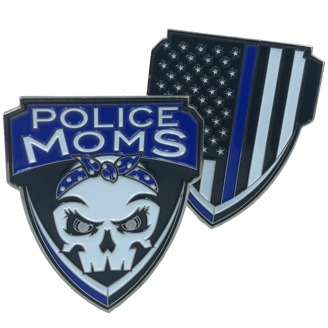 Police Moms Thin Blue Line Challenge Coin Supporter E-002 - www.ChallengeCoinCreations.com