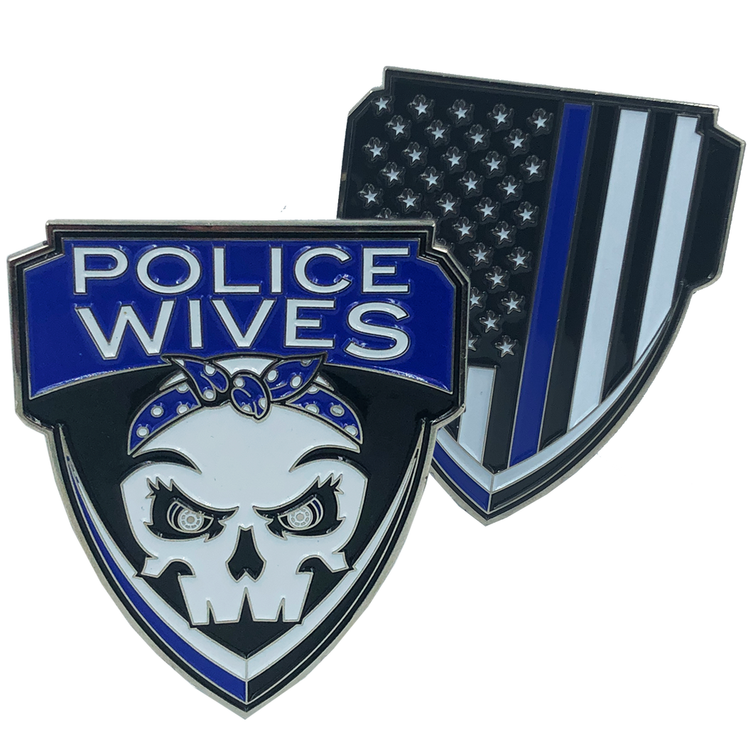 Police Wives Thin Blue Line Challenge Coin Supporter wife E-006 - www.ChallengeCoinCreations.com