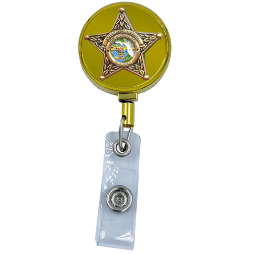 Polk County Florida Deputy Sheriff Metal ID Reel retractable Card Holder Grady Judd GL6-006 ID-022A