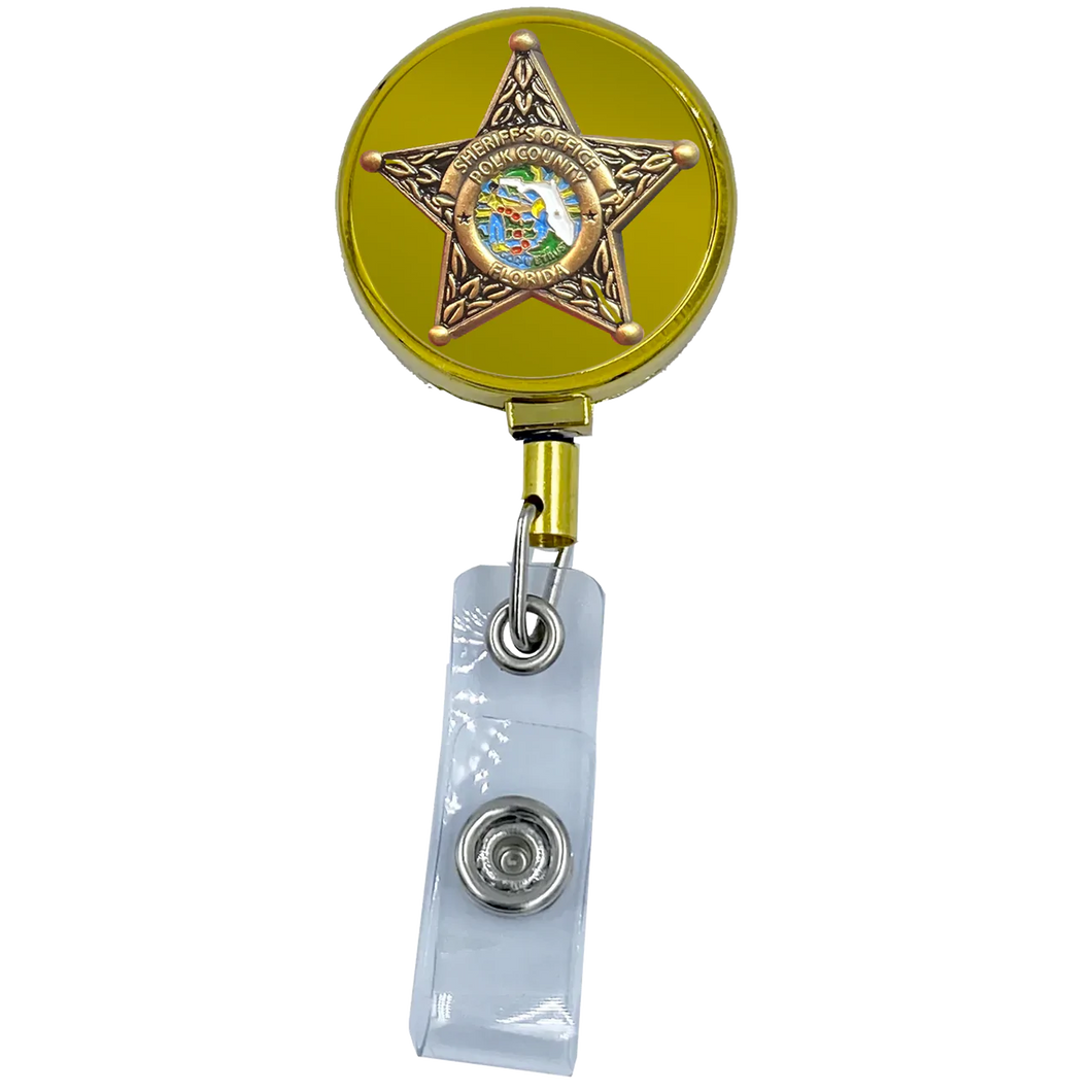 Polk County Florida Deputy Sheriff Metal ID Reel retractable Card Holder Grady Judd GL6-006 ID-022A