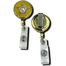 Load image into Gallery viewer, Polk County Florida Deputy Sheriff Metal ID Reel retractable Card Holder Grady Judd GL6-006 ID-022A