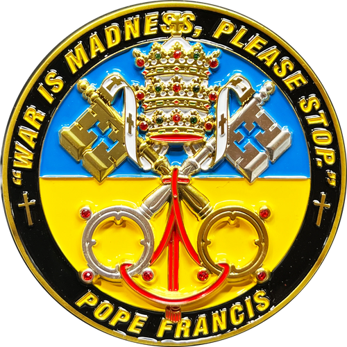 Pope Francis Catholic Church Vatican Volodymyr Zelenskyy President of Ukraine Military Ukrainian Armed Forces Challenge Coin EL13-002