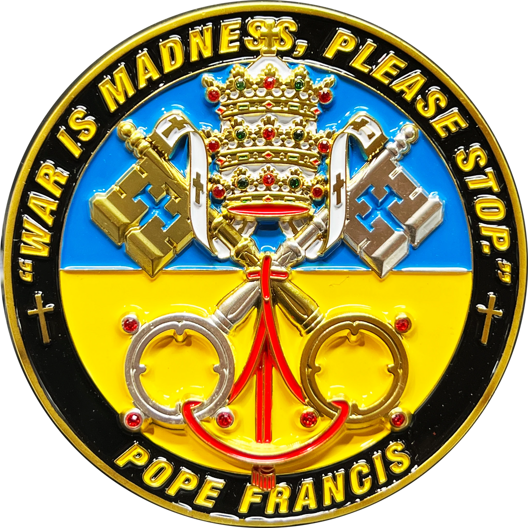 Pope Francis Catholic Church Vatican Volodymyr Zelenskyy President of Ukraine Military Ukrainian Armed Forces Challenge Coin EL13-002