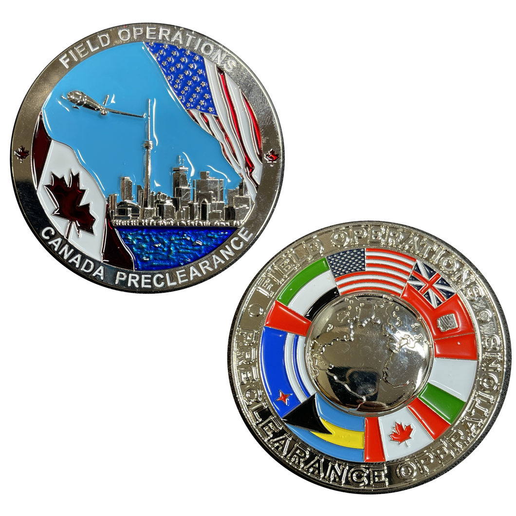 CBP Preclearance Canada Police Field Operations CBPO CBP Officer Field Ops Challenge Coin EL2-002 - www.ChallengeCoinCreations.com