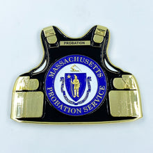 Load image into Gallery viewer, Massachusetts Probation LEO Thin Blue Line Police Body Armor State Flag Challenge Coins CL-AA - www.ChallengeCoinCreations.com