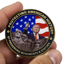 Load image into Gallery viewer, President Donald J. Trump Protecting Monuments American History Challenge Coin MAGA 45 White House Executive Order H-009 - www.ChallengeCoinCreations.com