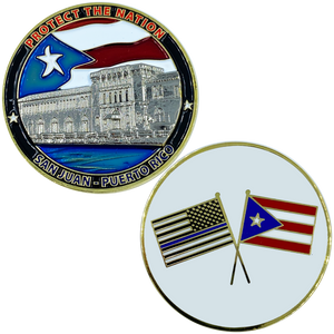 Puerto Rico Challenge Coin Police Federal Agent CBP National Guard Thin Blue Line san juan AA-014 - www.ChallengeCoinCreations.com