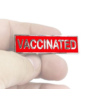 VACCINATED RED Commendation Bar Pin Pandemic Operation Warp Speed Police First Responder Nurse Doctor EMT Fire Fighter Military EL7-015 - www.ChallengeCoinCreations.com