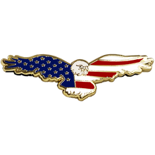 Load image into Gallery viewer, Bald Eagle American Flag Cloisonné pin with dual pin posts Military Veteran Patriot PBX-006-A P-195A