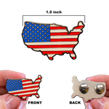 American Flag U.S. Map Pin with 2 pin posts and deluxe pin clasps 032-P - www.ChallengeCoinCreations.com