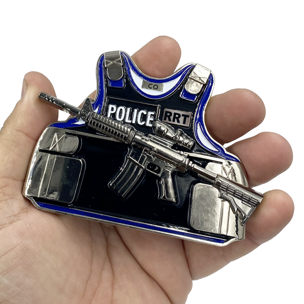 Correctional Officer RRT Rapid Response Team 3D self standing Challenge Coin Corrections Prison Jail Thin Gray Line BL14-014 - www.ChallengeCoinCreations.com