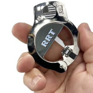 RRT Rapid Response Team Thin Gray Line HANDCUFFs Beard Gang Skull Challenge Coin Bottle Opener Corrections Correctional Officer BL3-001 - www.ChallengeCoinCreations.com