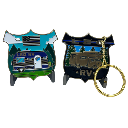 LEO RV Keychain and matching Challenge coin set BL2-007