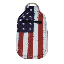 Load image into Gallery viewer, Thin Line Flag Neoprene Sanitizer Lotion Keychain First Responders Blue Green Red Gold Gray RWB