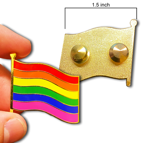 Large LGBTQ Rainbow Pride Flag 1.5 inch cloisonné gay pins GG-002 - www.ChallengeCoinCreations.com