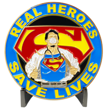 Load image into Gallery viewer, Superman Doctor Nurse RN EMT Paramedic Therapist Technician Challenge Coin Pandemic CL3-13 - www.ChallengeCoinCreations.com
