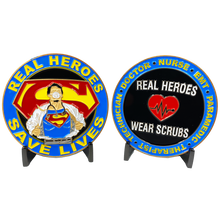 Load image into Gallery viewer, Superman Doctor Nurse RN EMT Paramedic Therapist Technician Challenge Coin Pandemic CL3-13 - www.ChallengeCoinCreations.com