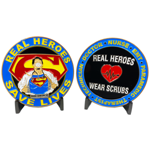 Superman Doctor Nurse RN EMT Paramedic Therapist Technician Challenge Coin Pandemic CL3-13 - www.ChallengeCoinCreations.com